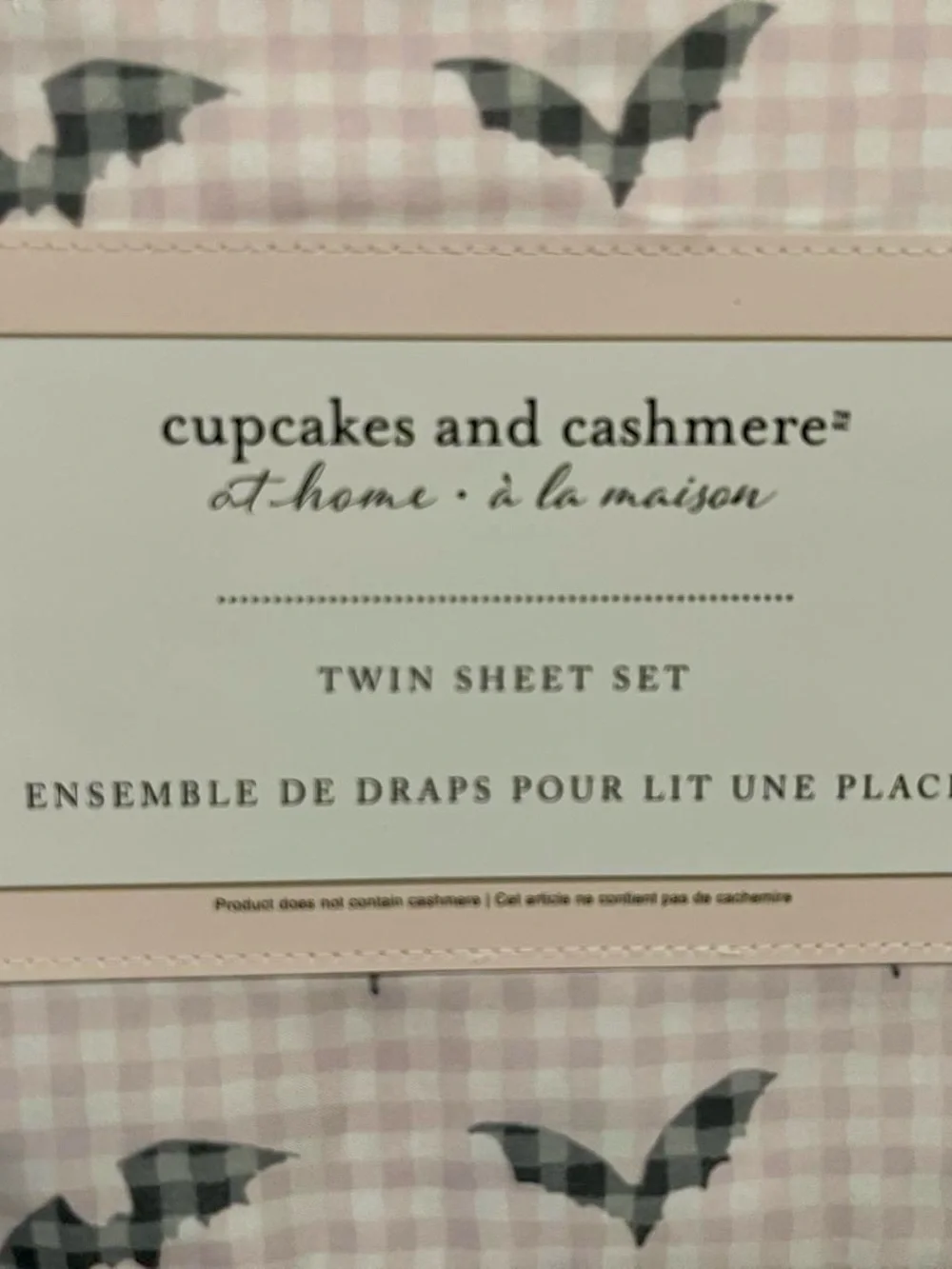 Halloween Cupcakes and Cashmere Gingham Bat Picnic Twin Sheet Set